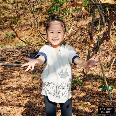 【先行受付】Spiber×荒井良二 キッズTシャツ 「とりとさかな(こん)」110cm