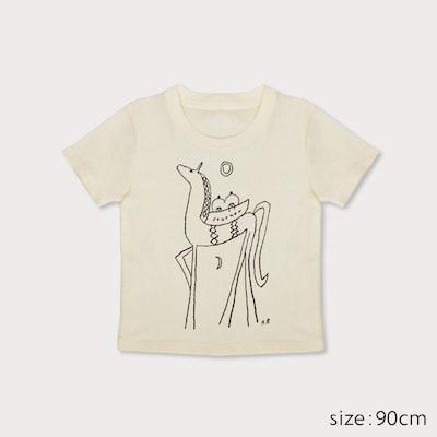 【先行受付】Spiber×荒井良二 キッズTシャツ「たびのうま(みるく)」90cm
