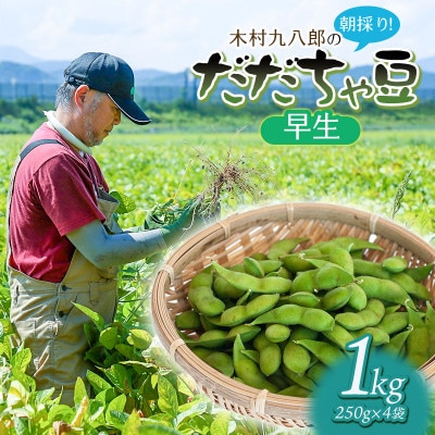 木村九八郎の朝採り!新鮮!だだちゃ豆「早生」1kg(250g×4袋)[K-821]