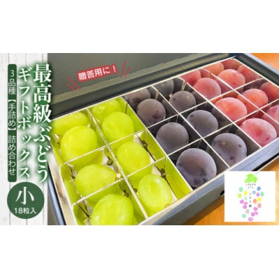 最高級ぶどう ギフトボックス【小】18粒入 高級3品種 詰合せ(手詰め)　カラフルぶどう園