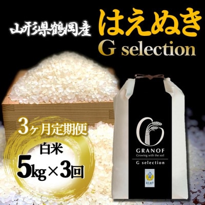 【発送月固定定期便】[10月より発送予定]山形県産 はえぬき Gセレクション 白米 5kg全3回