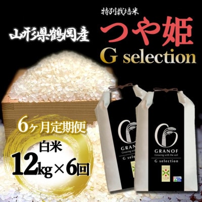【発送月固定定期便】[10月より発送予定]山形県産 つや姫 Gセレクション 白米 12kg全6回