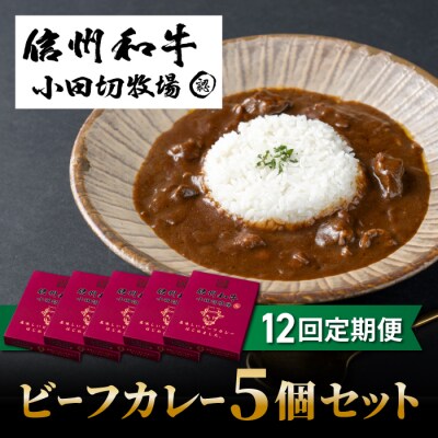 【12回定期便】小田切牧場信州和牛カレー5個セット