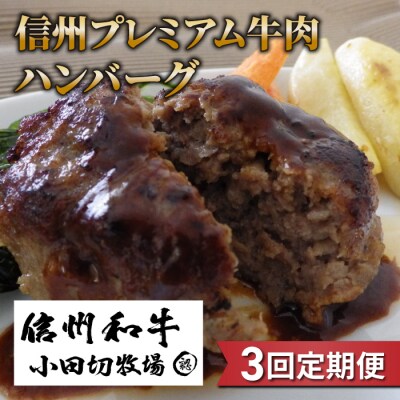 【3回定期便】信州プレミアム牛小田切牧場ハンバーグ(150g)×4個セット
