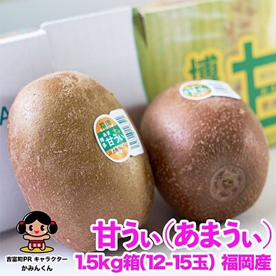 福岡限定!ブランドキウイ「甘うぃ(あまうぃ)」約1.5kg箱(12-15玉)(吉富町)