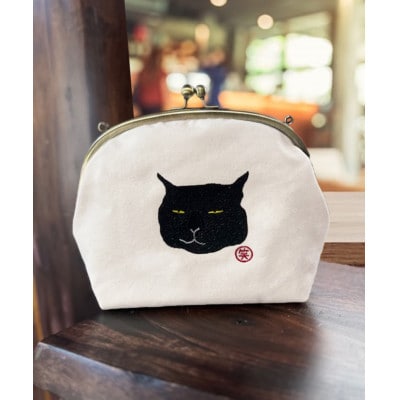 ふるさと納税 小物 福岡県 吉富町 動物愛護 倉敷帆布 がま口バッグ くろねこ 生成 吉富町／猫山商事 BGBE009 動物愛護 倉敷帆布 がま口バッグ くろねこ 生成 | 福岡県吉富町