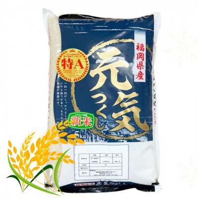 【令和5年産】福岡県産ブランド米「元気つくし」白米5kg(吉富町)