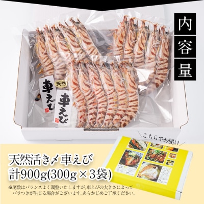  天然 活き〆車エビ 生食用 (計900g・1袋300g×3袋)  