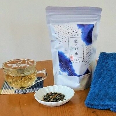 藍のお茶(ティーパック)と藍染めハンドタオルのセット