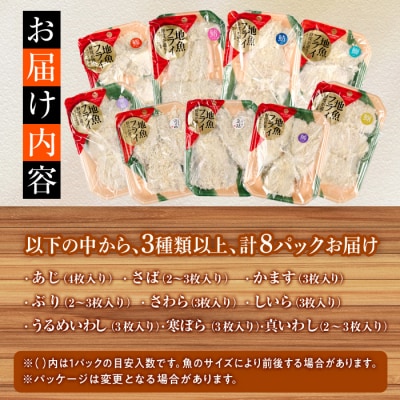 <訳あり>地魚フライセット詰合せ (計8P・3種類以上)  