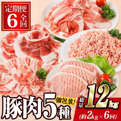 <定期便・全6回 (毎月)> 豚肉 バラエティーパック (2kg×6回・総量12kg) 