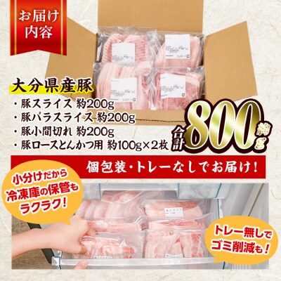 大分県産 豚肉 バラエティーパック(合計800g)
