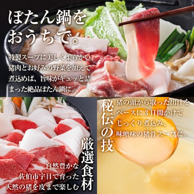 ぼたん鍋セット (2-3人前・天然猪肉300g+特製味噌味猪骨スープ500cc)  