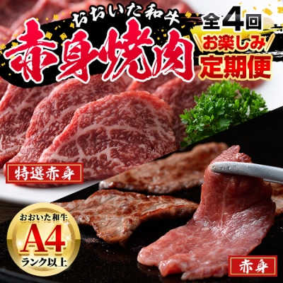 <定期便・全4回)>おおいた和牛 低温熟成 赤身 焼肉 お楽しみ 定期便 (3ヶ月ごとにお届け) 