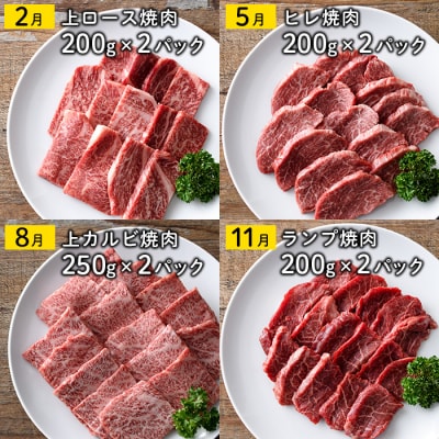 <定期便・全4回>おおいた和牛 低温熟成 焼肉 お楽しみ 定期便 (3ヶ月ごとにお届け)  