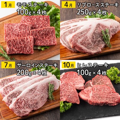 <定期便・全4回>おおいた和牛 低温熟成 ステーキ 定期便 (3ヶ月ごとにお届け) 