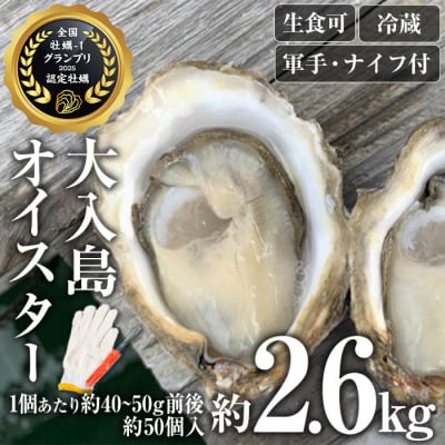 牡蠣1グランプリ最高金賞受賞!真ガキ 大入島オイスター<生食可・シングルシード養殖>(約2.6kg)