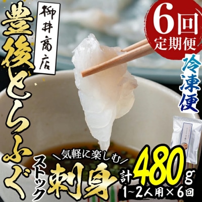 <定期便・全6回 (連続)>とらふぐ刺身 (総量約480g・1-2人用×6回) 