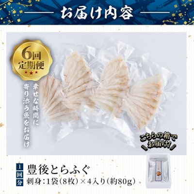 <定期便・全6回 (連続)>とらふぐ刺身 (総量約480g・1-2人用×6回) 