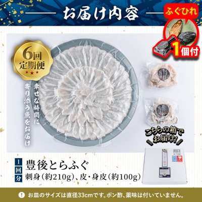 【期間限定・ふぐひれ付】<定期便・全6回 (連続)>とらふぐ 刺身 (総量約1.8kg)