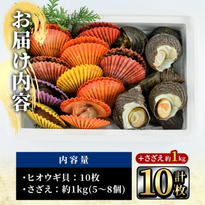 ヒオウギ貝 (10枚)とサザエ (約1kg)