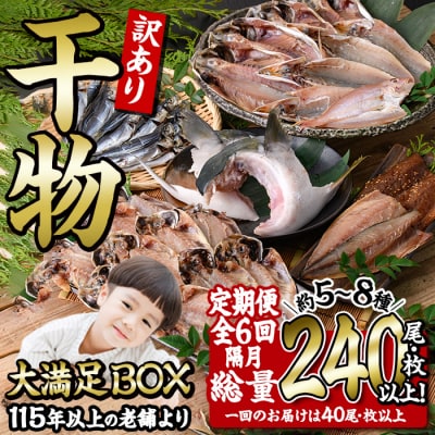 <定期便・全6回 (隔月)>訳あり 干物大満足BOX (240尾以上)