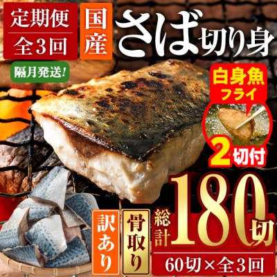 【フライ付】<定期便・全3回 (隔月)>訳ありさば切り身 (総計約7.2kg・40g前後×180切)