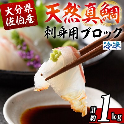 佐伯産 天然真鯛 刺身用ブロック (計1kg)