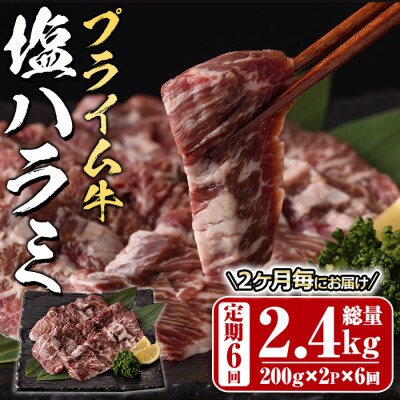 <定期便・全6回 (2か月ごとの発送)>プライム牛 塩ハラミ(総量2.4kg)