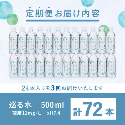 <定期便・全3回 (毎月)> ナチュラルミネラルウォーター 巡る水 500ml 
