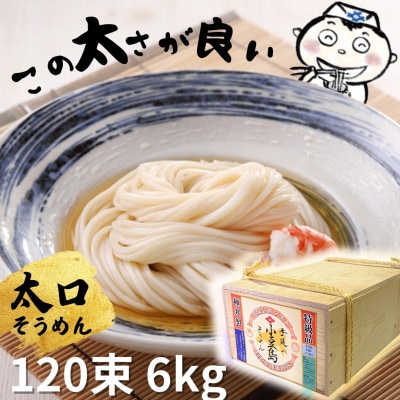 小豆島手延べそうめん120束【太口】木箱 特級品素麺　感動ののどごし(ひやむぎより少し太い)