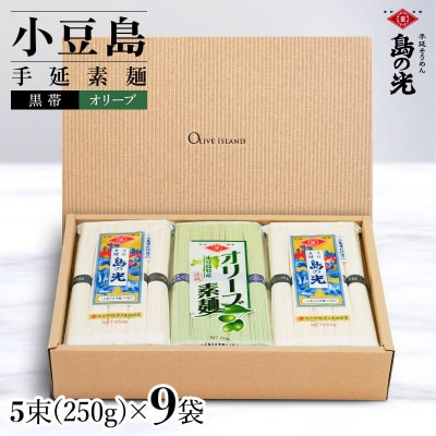 小豆島手延素麺 島の光 1袋250g 2種セット 9袋 紙箱【特級品黒帯×6オリーブ素麺×3】