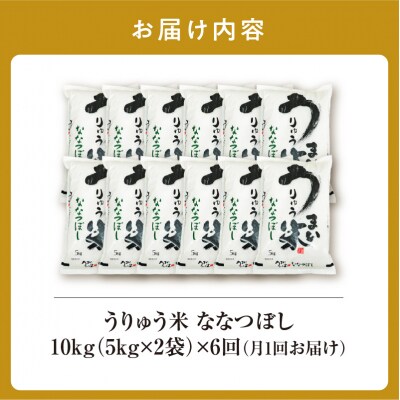 【定期便全6回】うりゅう米 ななつぼし 精米 10kg(5kg×2袋)毎月1回お届け