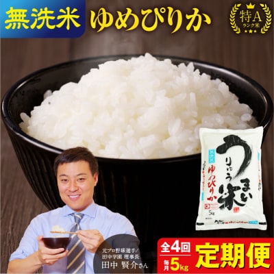 【定期便全4回】 うりゅう米 ゆめぴりか 無洗米 5kg(5kg×1袋)毎月1回お届け