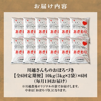 【定期便全6回】令和6年産 川越さんちの おぼろづき　10kg(5kg×2袋)毎月1回お届け