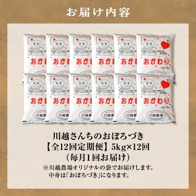 【定期便全12回】令和6年産 川越さんちの おぼろづき　5kg (5kg×1袋)毎月1回お届け