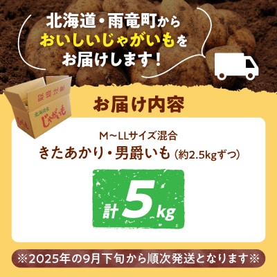 【先行受付】2026年発送 北海道産 じゃがいも「きたあかり・男爵セット 5kg」
