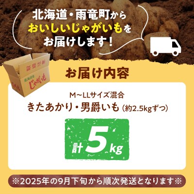 【先行受付】2026年発送 北海道産 じゃがいも「きたあかり・男爵セット 5kg」