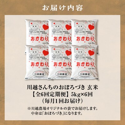 【定期便全6回】 令和8年産 川越さんちの おぼろづき 玄米 5kg×1袋 毎月1回お届け