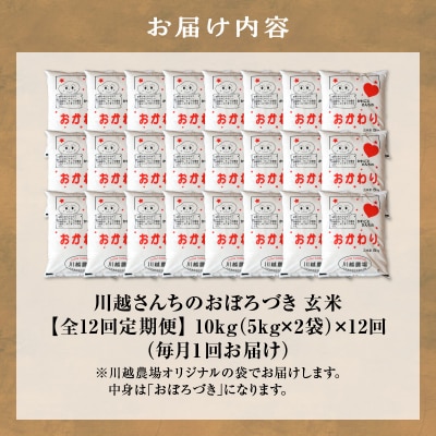 【定期便全12回】令和8年産 川越さんちの おぼろづき 玄米 10kg(5㎏×2袋) 毎月1回お届け