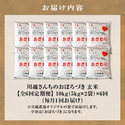 【定期便全6回】令和8年産 川越さんちの おぼろづき 玄米 10kg (5kg×2袋) 毎月1回