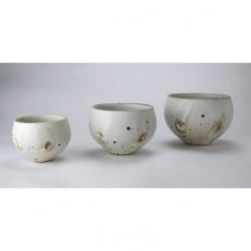 粉引(こびき)ほっこり湯呑S・M・L　セット | ふるさと納税のお礼品