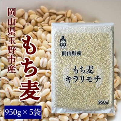 2023年4月発送開始『定期便』岡山県玉野市産 もち麦 キラリモチ 950g×5袋全6回