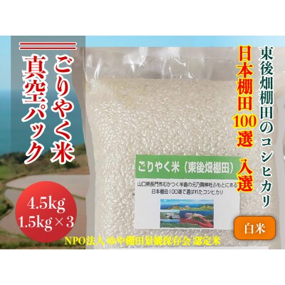 ごりやく米「東後畑棚田こしひかり」白米 4.5kg(真空パック1.5kg×3個)(1081)