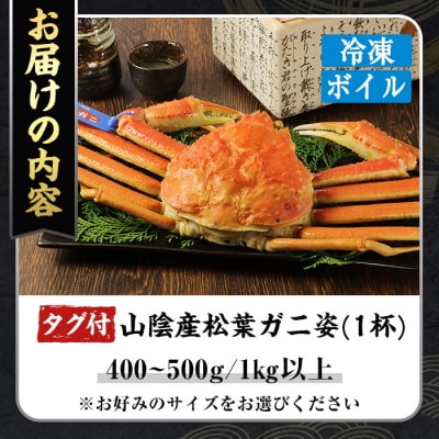 <数量限定><ブランドタグ付>山陰産冷凍ボイル松葉ガニ姿(1杯・1kgUP)