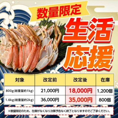 <期間限定・数量限定>生ずわいがにカット(生食可)(1.6kg/総重量約2kg)