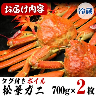 <11月中旬～3月中旬発送予定>鳥取県境港産 タグ付きボイル松葉がに(700g×2枚)