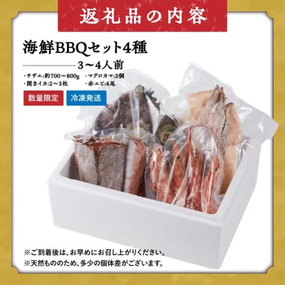 <数量限定>海鮮BBQセット4種(3～4人前)【鳥取県 境港市】