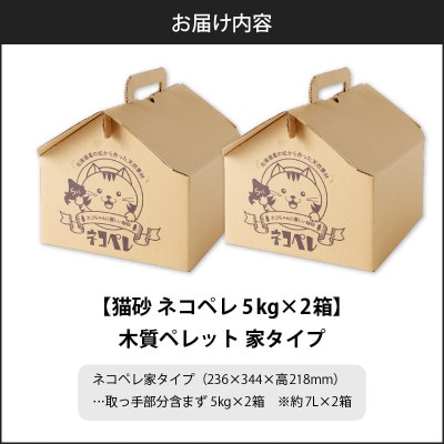 【木質ペレットの猫砂】ネコペレ　家タイプ　7L(5kg入)×2箱