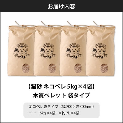【木質ペレットの猫砂】ネコペレ　袋タイプ　7L(5kg入)×4袋